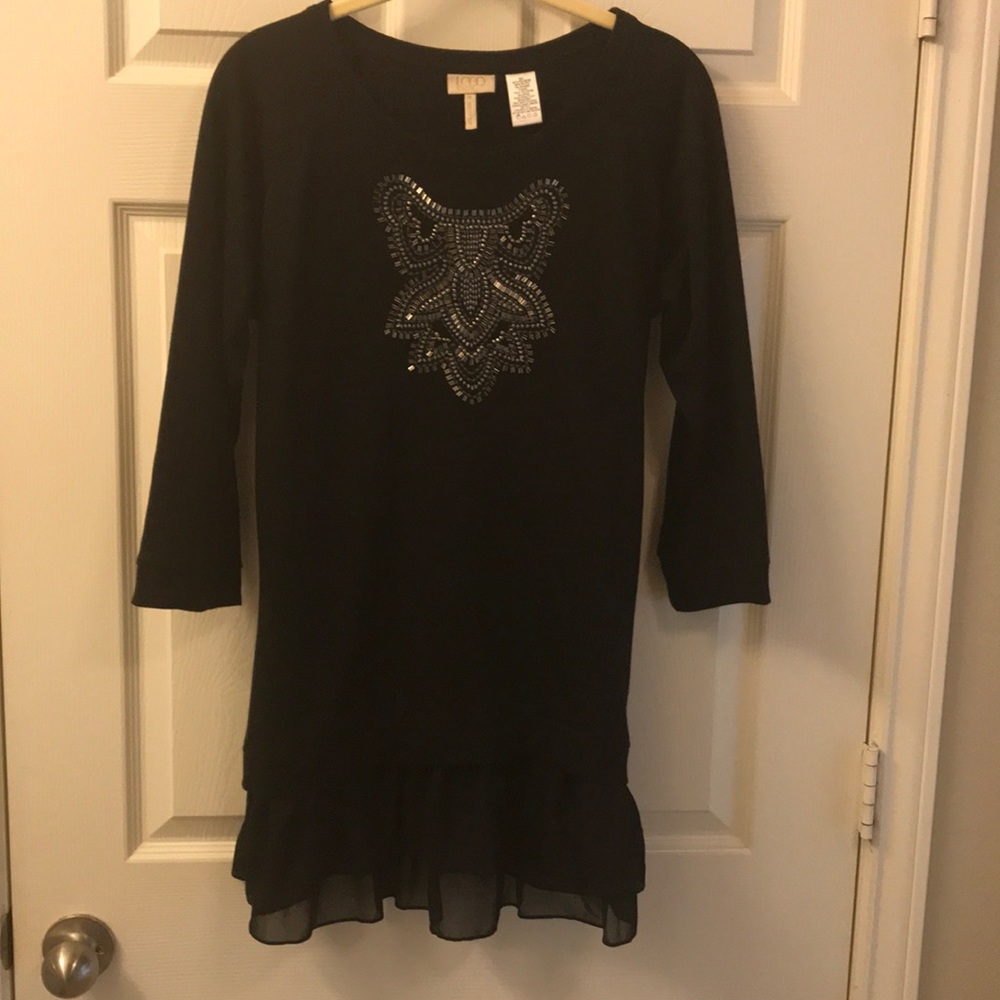 LOGO Black Embellished Tunic